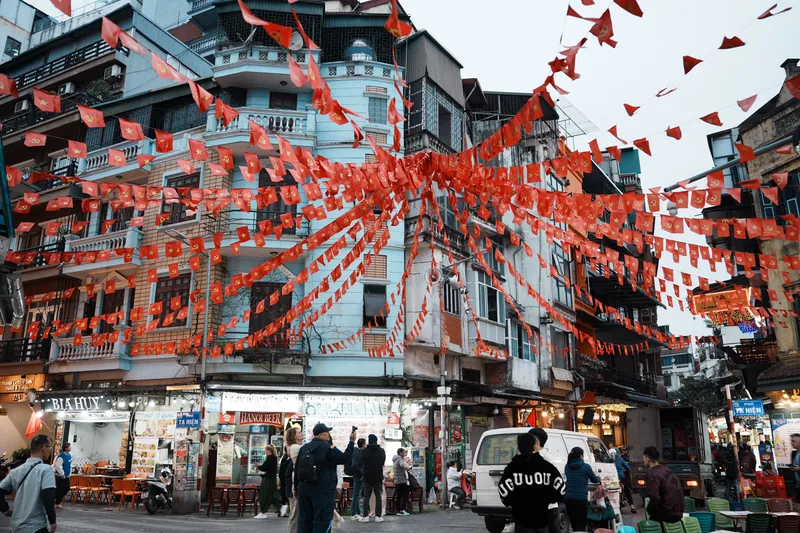 Flags in Hanoi Old Quarter