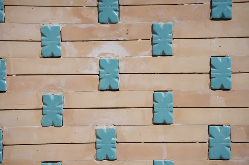 Turquoise brickwork detail