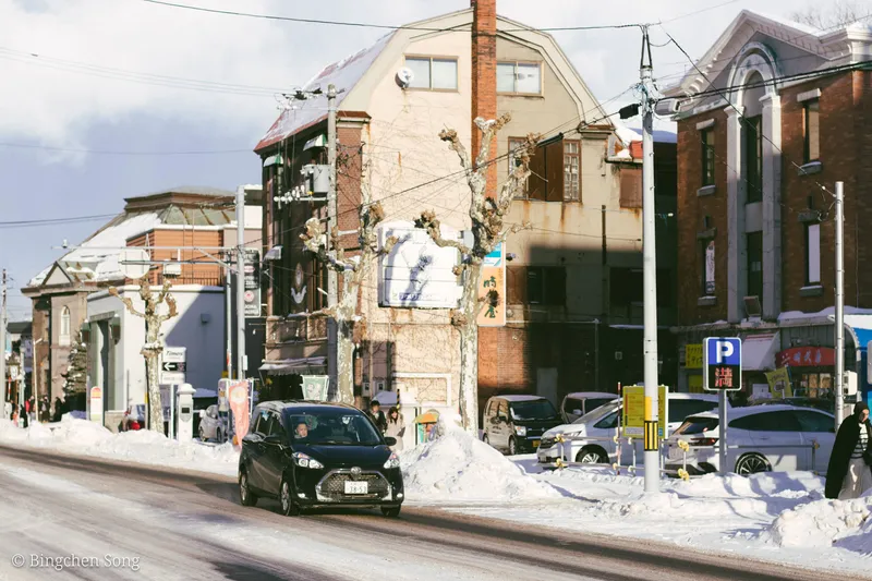 Snowy street in Hakodate