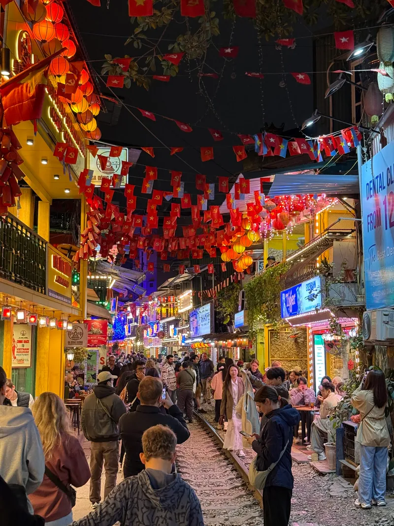 Hanoi Train Street at night
