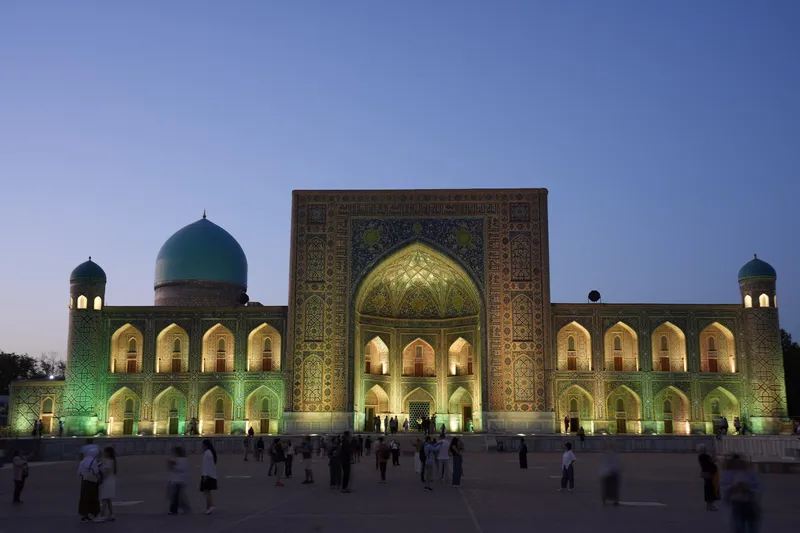 Registan Square at dusk